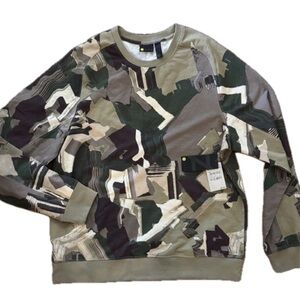 Zella Printed Crewneck Sweatshirt in Abstract Camouflage